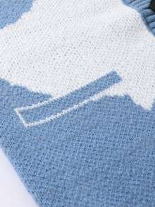 Hombres Cárdigan con estampado gráfico y botones en el frente - Azul - Ver 5