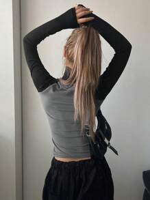 DAZY Solid High Neck Tee,Fall Clothes Long Sleeve Women Tops,Thermal Lined