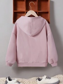 SHEIN 青少年男孩字母图案落肩卫衣 - 藕粉色 - 查看 2