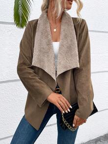 Chiquease Waterfall Collar Open Front Coat - Brown - View 5