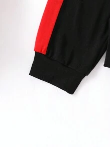 SHEIN 男小童小熊印花連帽背心上衣和字母圖案拼接側邊接縫衛褲 - 彩色 - 查看 3