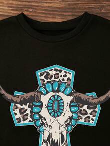 SHEIN Essnce In Động vật Lót nhiệt Áo nỉ - màu đen - Xem 6