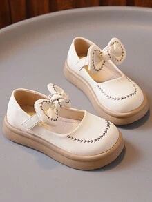 女童平底鞋可愛蝴蝶結 PU 皮學校戶外休閒鞋