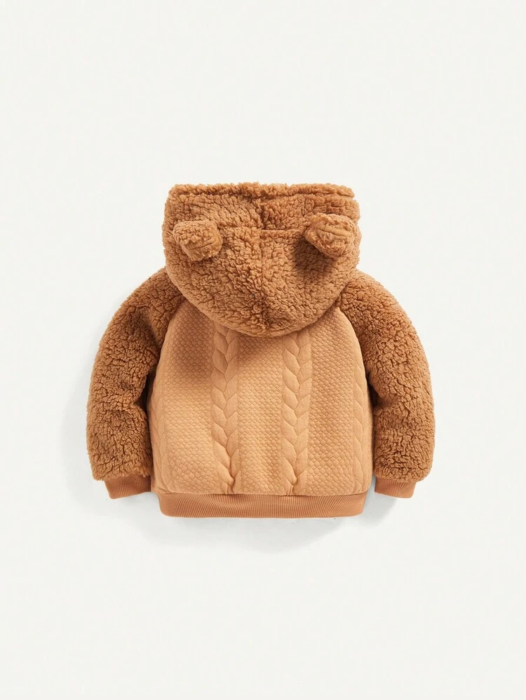 Baby Girl 3D Ear Design Raglan Sleeve Teddy Sweatshirt