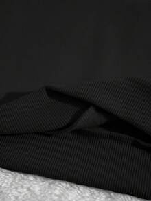 SHEIN EZwear Skeleton & Slogan Graphic Drawstring Thermal Lined Hoodie - Black - View 4