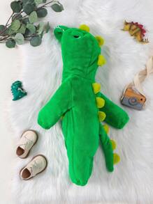 SHEIN 男嬰恐龍設計前拉鍊3D設計連帽搖粒絨連身褲 - 綠色 - 查看 8