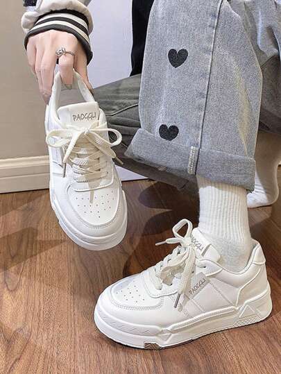 Fall/Winter 1pair Women Fashion Versatile Breathable Comfortable Non-Slip Durable Casual Sports Shoes, Rounded Toe Black & White Color Block,Sneakers For Women