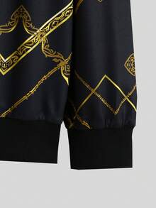 Manfinity Men Geo Print Sweatshirt - Black - View 4