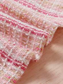 SHEIN Baby Mock Neck Plaid Tweed Dress & Flap Detail Jacket - Multicolor - View 4