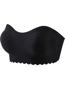 1 par Sujetador bandeau ribete en abanico con transparente con tira - Negro - Ver 1