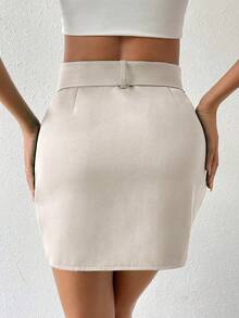 Pariaura Casual-Woman Casual - Vacation Casual One Piece Of Simple Style Skirt - Mocha Brown - View 2