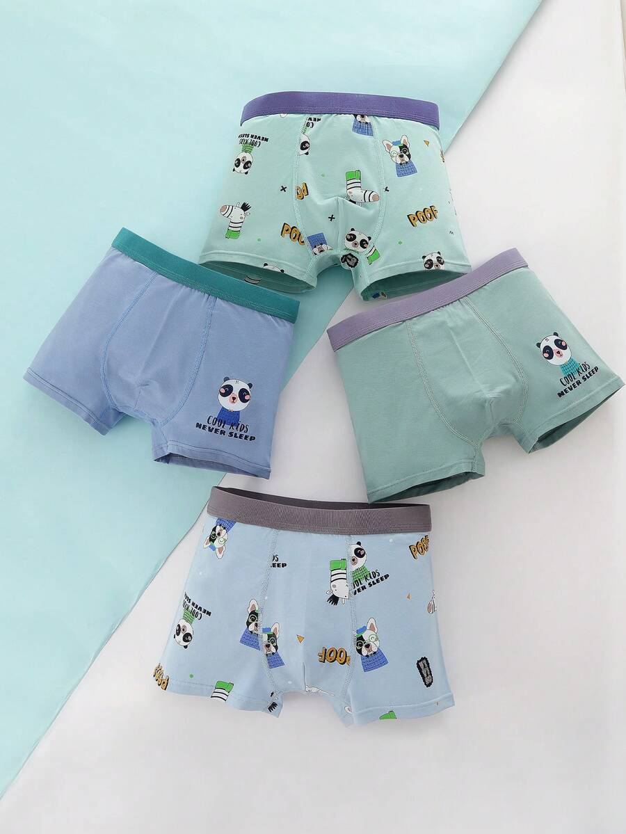 Cậu bé Tween 4pcs Đồ họa Hoạt hình Quần chữ nhật - Nhiều màu - Xem 1