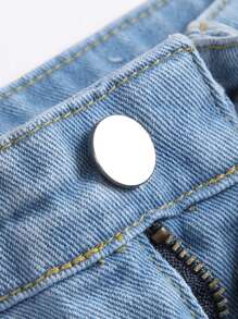 Tween Boy Ombre Letter Embroidered Fashionable Distressed Denim Jeans - Light Wash - View 5