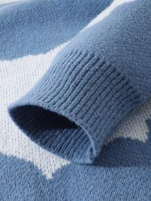 Hombres Cárdigan con estampado gráfico y botones en el frente - Azul - Ver 6