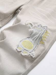 Tween Boy Cartoon Patched Flap Pocket Cargo Pants - Grey - View 6