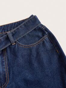 SHEIN X ELOISA & ORSON SHEIN MOD Jeans con puntada con cinturón de pierna ancha