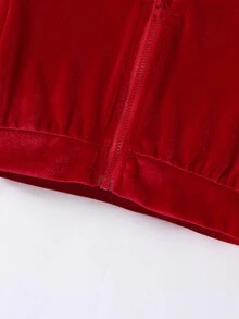 Baby Girl Zip Up Hooded Jacket & Pants - Red - View 3