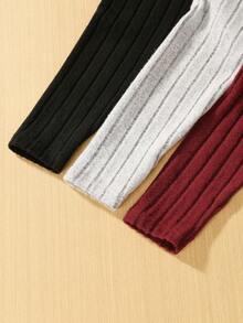 SHEIN Tween Boy 3 chiếc Mock Cổ Chi tiết vá có gân đan Tee - Nhiều màu - Xem 4