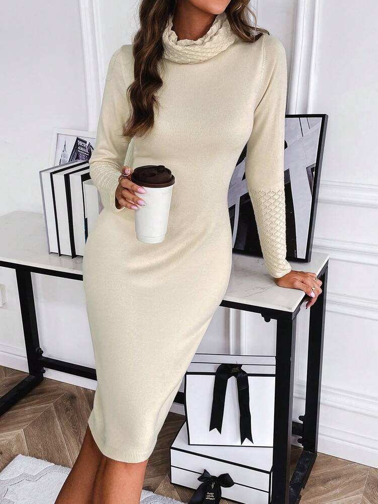 Solid Argyle Knit Sweater Dress