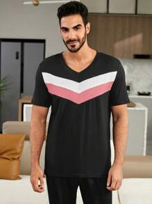 Men Chevron Print PJ Set / Pajama Set