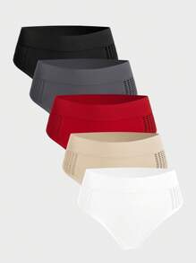 5 piezas Bragas unicolor de talle alto - Multicolor - Ver 1