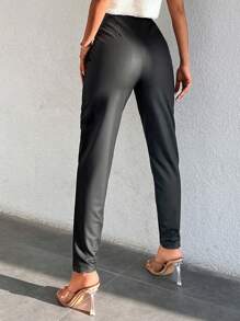EURMUSE Solid High Waist Pants - Black - View 2