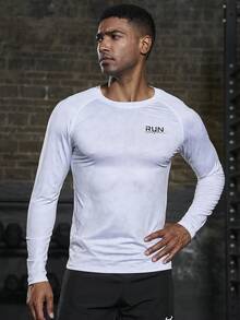 Manfinity Sport Corelite Men Letter Graphic Raglan Sleeve Sports Tee - White - View 5