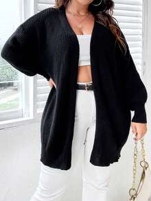 Celure 大码落肩开衫 - 黑色 - 查看 3