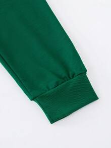 SHEIN 男童字母圖案運動衫和運動褲 - 墨綠色 - 查看 8