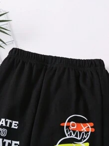 SHEIN Cô Gái Trẻ Khẩu hiệu & Đồ họa Hoạt hình Quần thể thao - màu đen - Xem 6