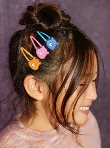 SHEIN X Care Bears 6pcs Cute Watermelon Design Kids Hair Clips, Tidy Up Broken Hair, Girls , Non-Slip, Suitable For Home Or School