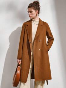 Anewsta Lapel Collar Single Button Overcoat - Mocha Brown - View 3