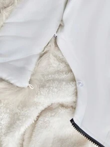 SHEIN Teen Boy Flap Pocket Fuzzy Trim Hooded Coat - White - View 6