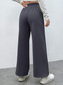 SHEIN PETITE 抽繩腰闊腿運動褲