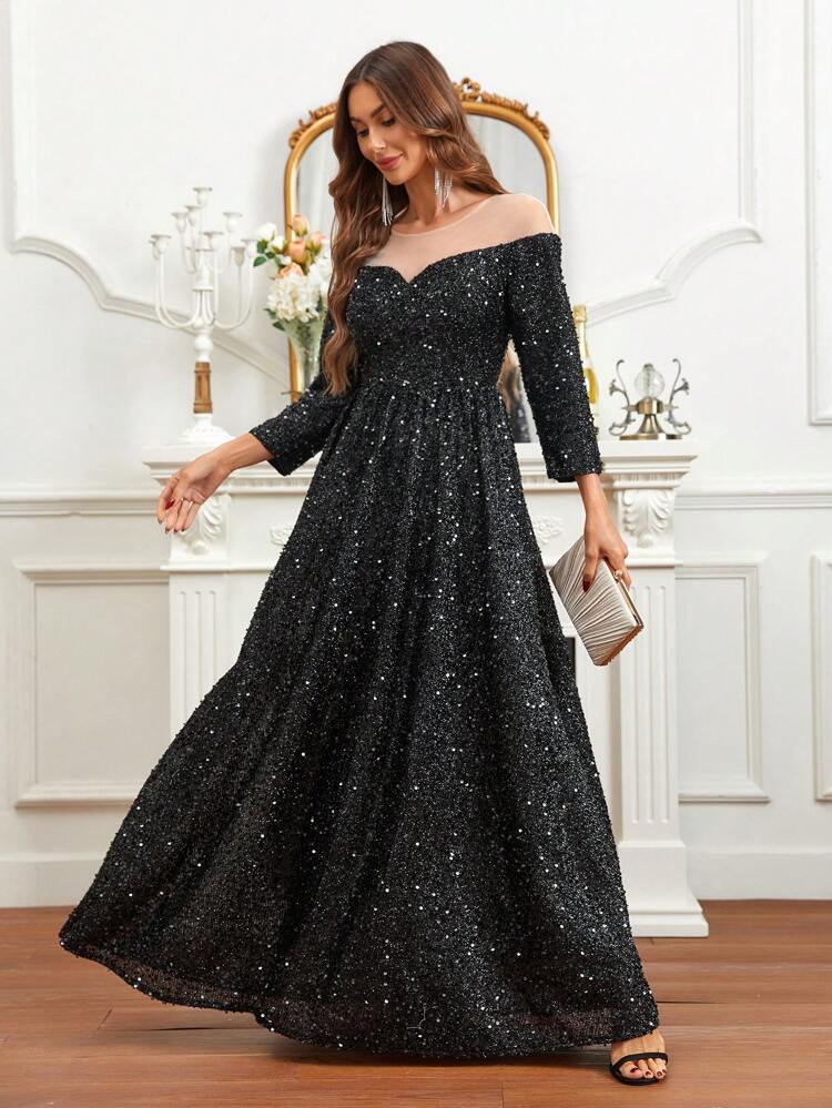 Off Shoulder Sequin Formal Dress