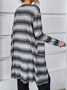 SHEIN Essnce 條紋印花落肩袖開門襟外套 - 彩色 - 查看 2