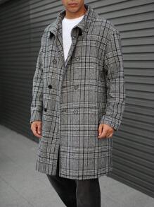 Manfinity Homme Lỏng lẻo phù hợp Nam Kẻ sọc Đôi ngực Áo khoác - Đen và trắng - Xem 7
