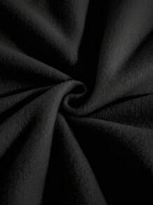 SHEIN EZwear Skeleton & Slogan Graphic Drawstring Thermal Lined Hoodie - Black - View 3