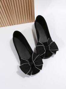 Women's Spring/Autumn New Arrival Bow Knot Flat Shoes - Black - View 6
