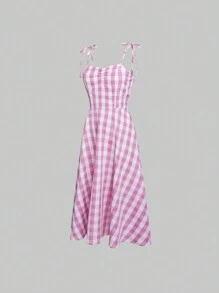 SHEIN Unity Gingham Tie Shoulder Cami Dress - Multicolor - View 3