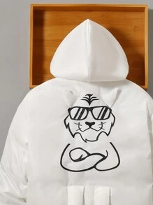 SHEIN Tween Boy 3D Cartoon Graphic Padded Coat - White - View 3