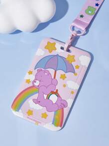 SHEIN X Care Bears 1pc Pink Star & Bear Print Card Holder With Lanyard, Gifts - Pink - View 5