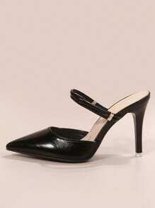 2024 New Women Gentle Closed Toe High Heel Shoes, Elegant Lady Slip-On Mules - Black - View 3