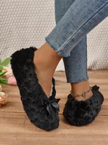 RALSWNAY Mulheres Interior Suave Decoração Gravata Chinelos Com Respirável & Caloroso Pés Descalços Sentir Sapatos Único
