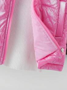 SHEIN Casaco acolchoado com capuz e acabamento felpudo para meninas sem suéter