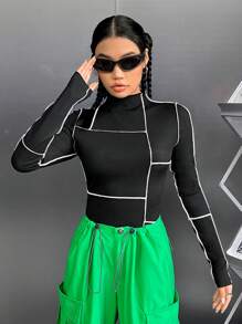 Coolane 頂針小高領T恤 - 黑色 - 查看 1