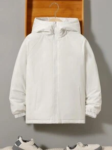 SHEIN Tween Boy Zip Up Hooded Padded Coat Without Tee