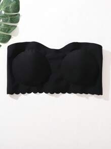 1 par Sujetador bandeau ribete en abanico con transparente con tira - Negro - Ver 3