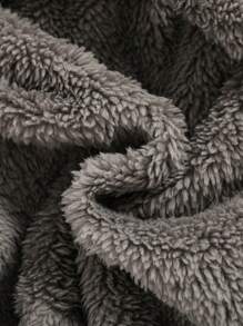 SHEIN Bé sơ sinh Bé trai Hoạt hình Thêu Thiết kế tai 3D Mũ trùm đầu Thắt lưng Áo choàng ngủ Teddy - Xám - Xem 4