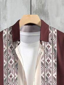 Manfinity RSRT 男士大码幾何印花襯衫&腰部抽繩短褲不帶T恤 - 彩色 - 查看 3